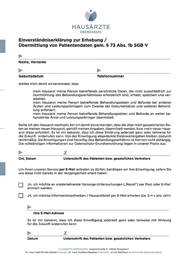 Praxis-Einverständniserklärung